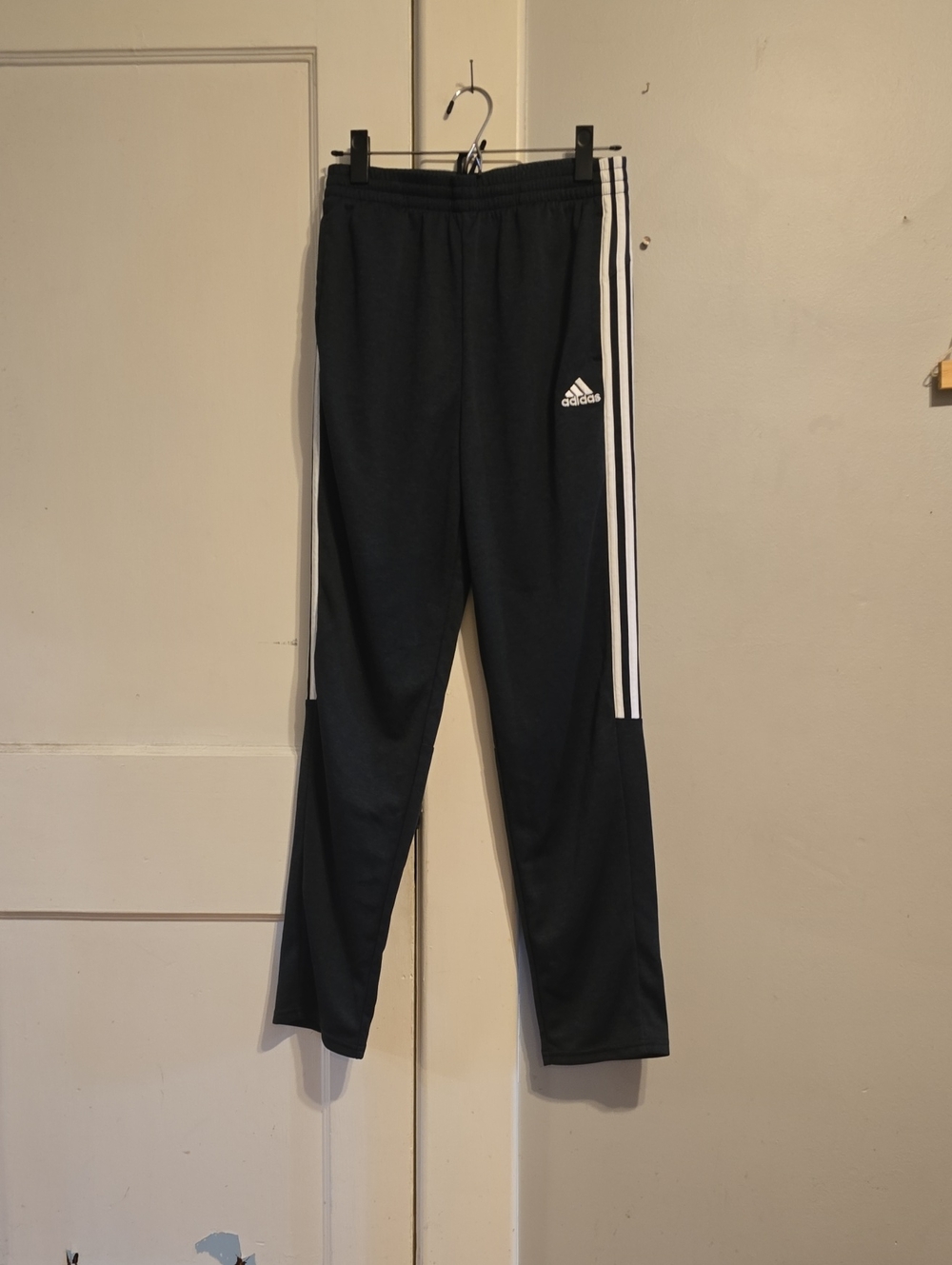 Boys adidas Black Track Pants with White Side Stripes